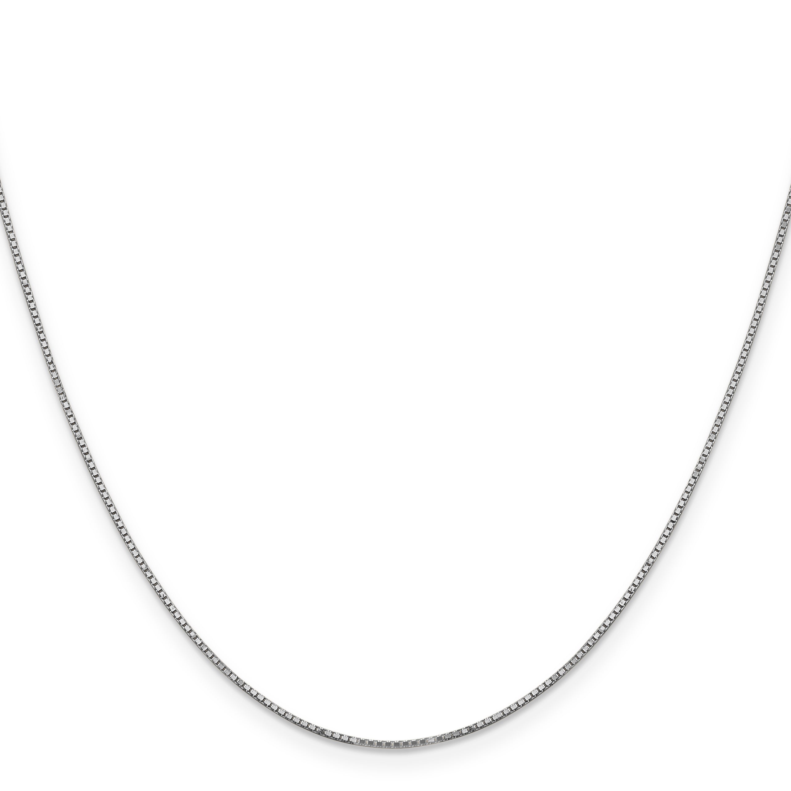 14K White Gold 20 Inch .9mm Box With Spring Ring Clasp Chain Necklace