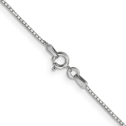 14K White Gold 20 Inch .9mm Box With Spring Ring Clasp Chain Necklace