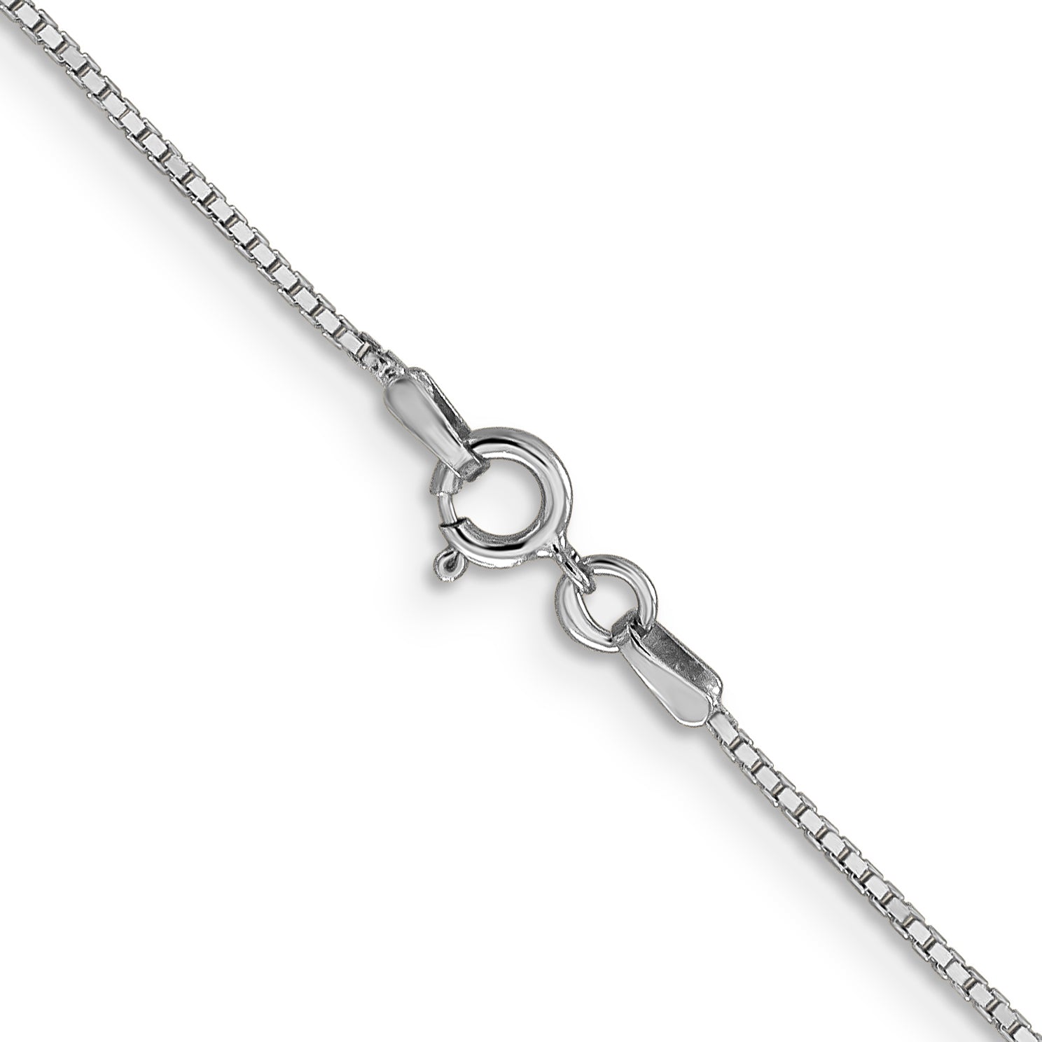 14K White Gold 26 Inch .9mm Box With Spring Ring Clasp Chain Necklace