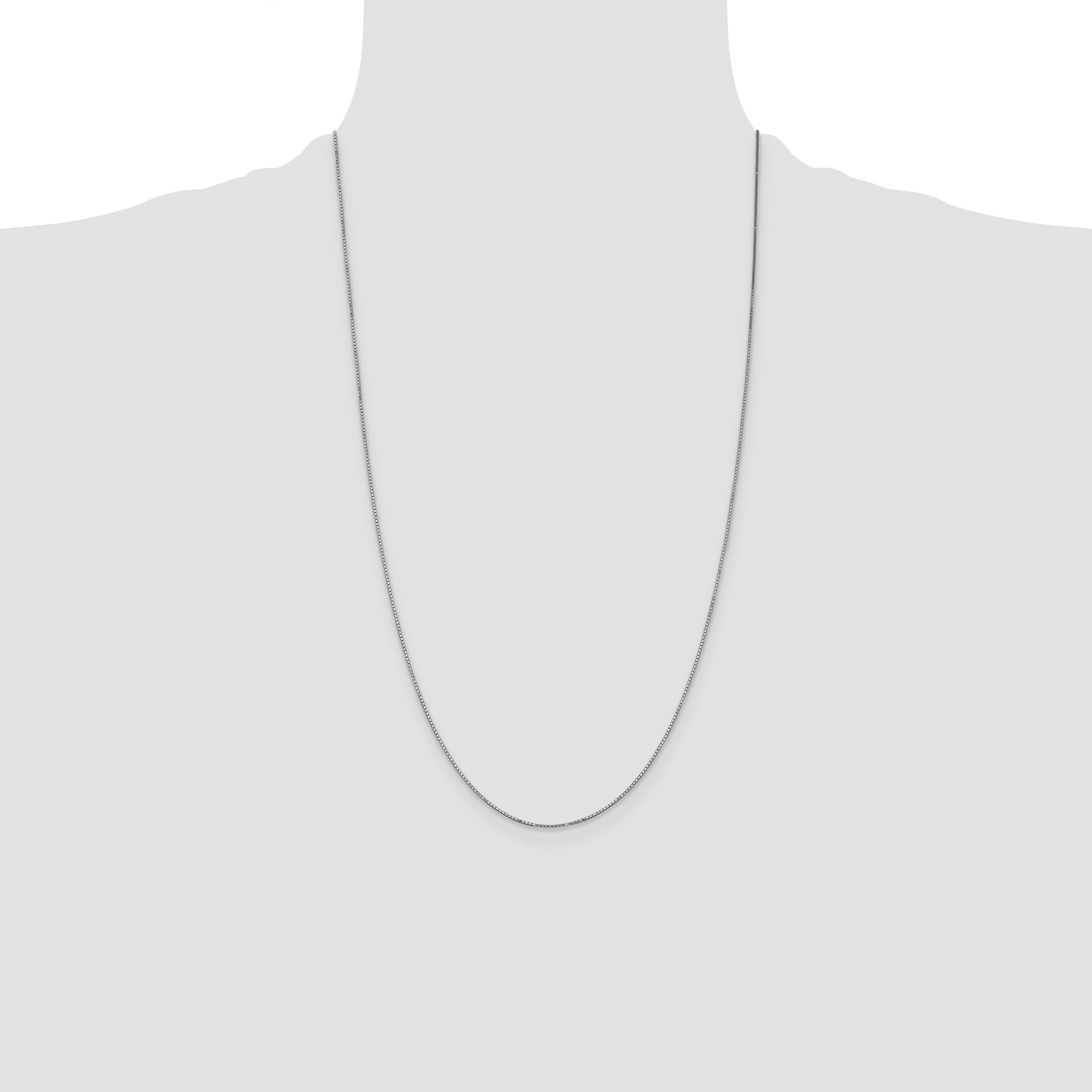 14K White Gold 26 Inch .9mm Box With Spring Ring Clasp Chain Necklace