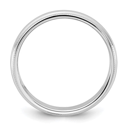 10K White Gold 10Kw 3.5mm Milgrain Half Round Band Size 8