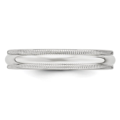 10k White Gold 4mm Milgrain Half Round Wedding Band Ring