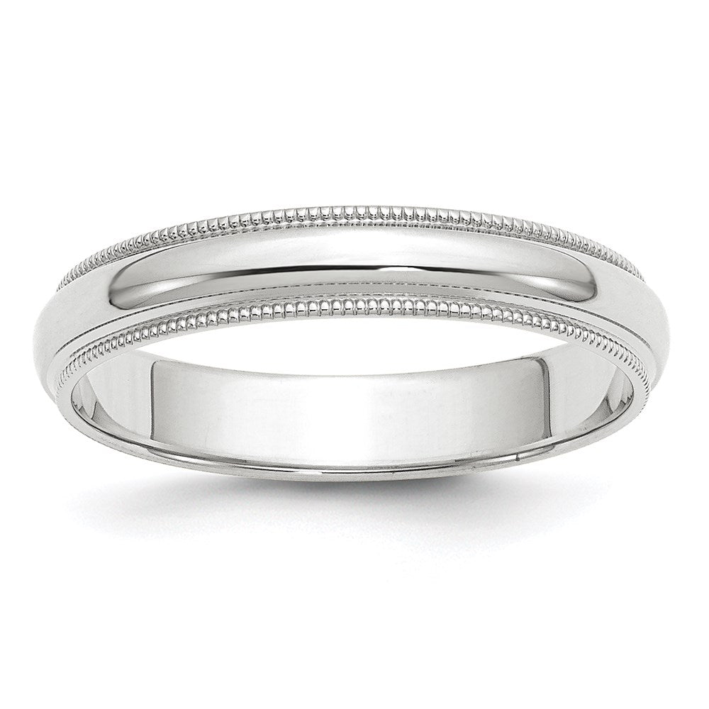 10k White Gold 4mm Milgrain Half Round Wedding Band Ring