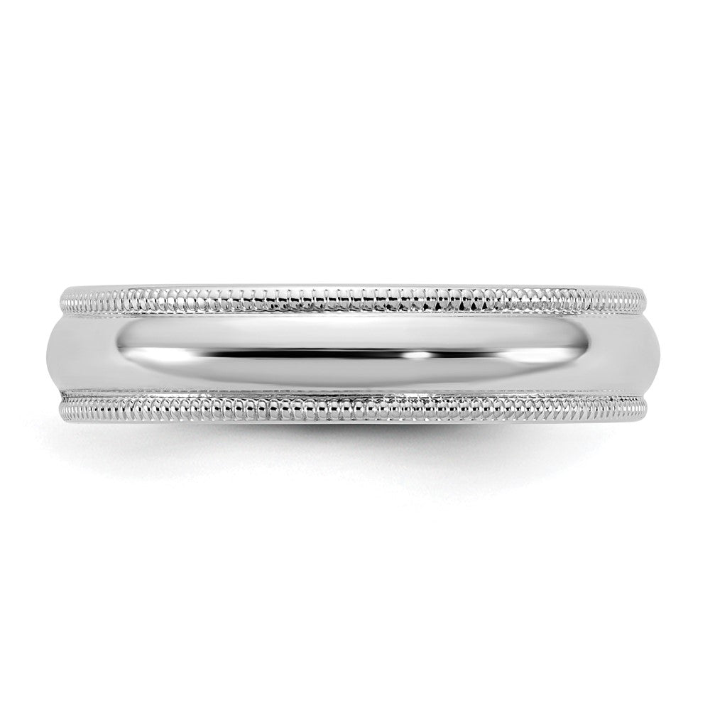 10K White Gold 10Kw 4.5mm Milgrain Half Round Band Size 13