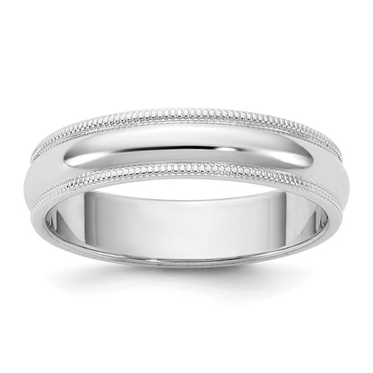 10K White Gold 10Kw 4.5mm Milgrain Half Round Band Size 13