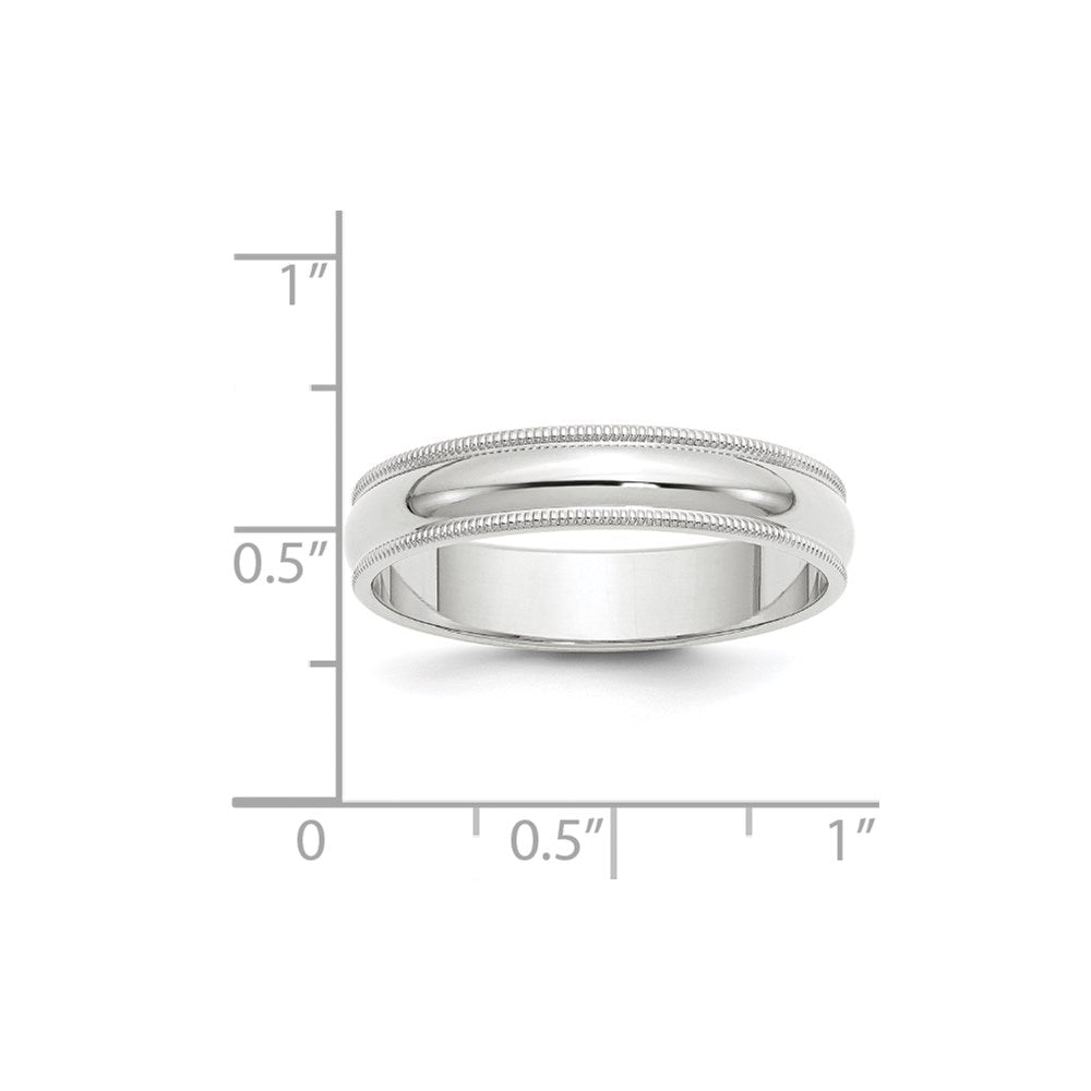 18k White Gold 5mm Milgrain Half Round Wedding Band Ring