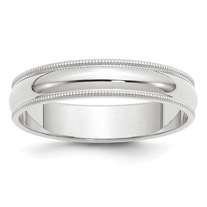 10k White Gold 5mm Milgrain Half Round Wedding Band Ring