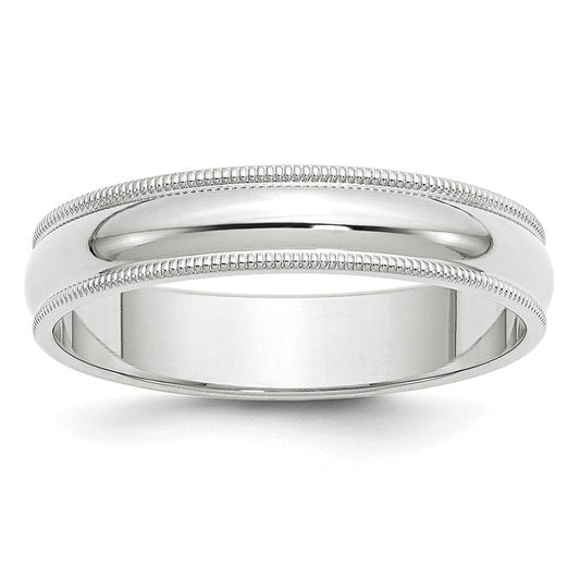 10k White Gold 5mm Milgrain Half Round Wedding Band Ring