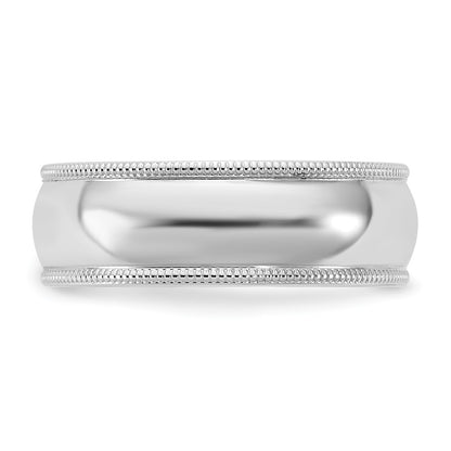 10K White Gold 10Kw 6.5mm Milgrain Half Round Band Size 5