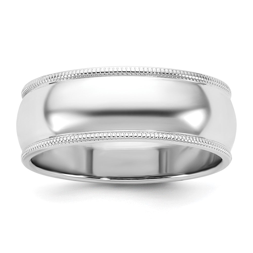 10K White Gold 10Kw 7mm Milgrain Half Round Band Size 12.5