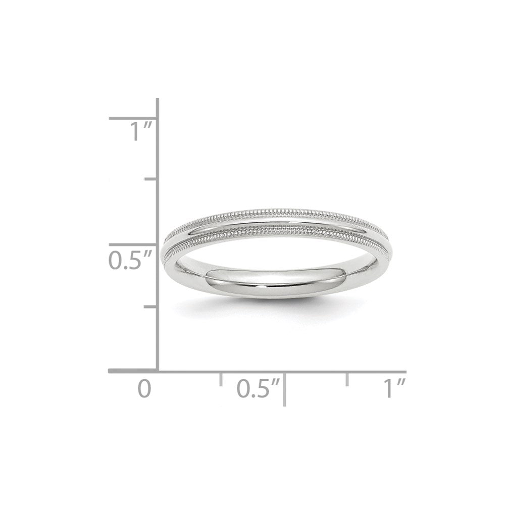 18k White Gold 3mm Milgrain Half Round Comfort Fit Wedding Band Ring