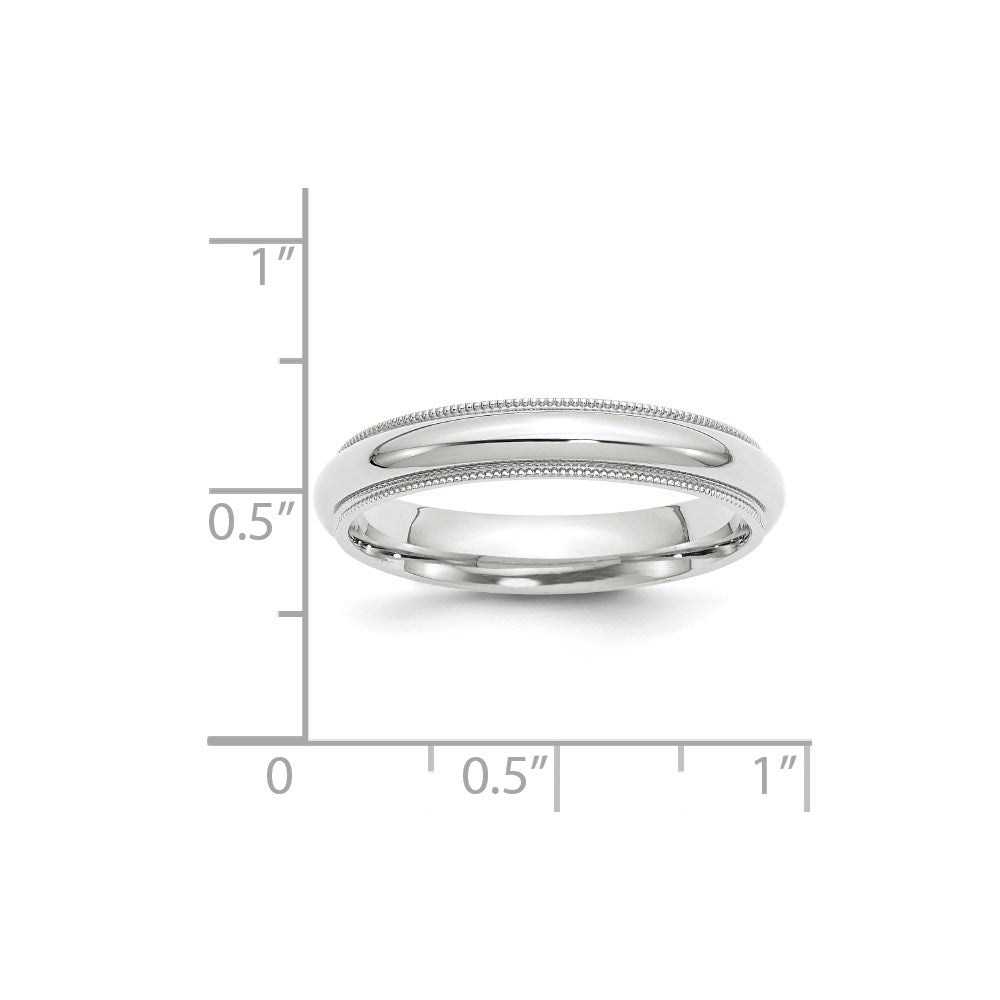 18k White Gold 4mm Milgrain Half Round Comfort Fit Wedding Band Ring
