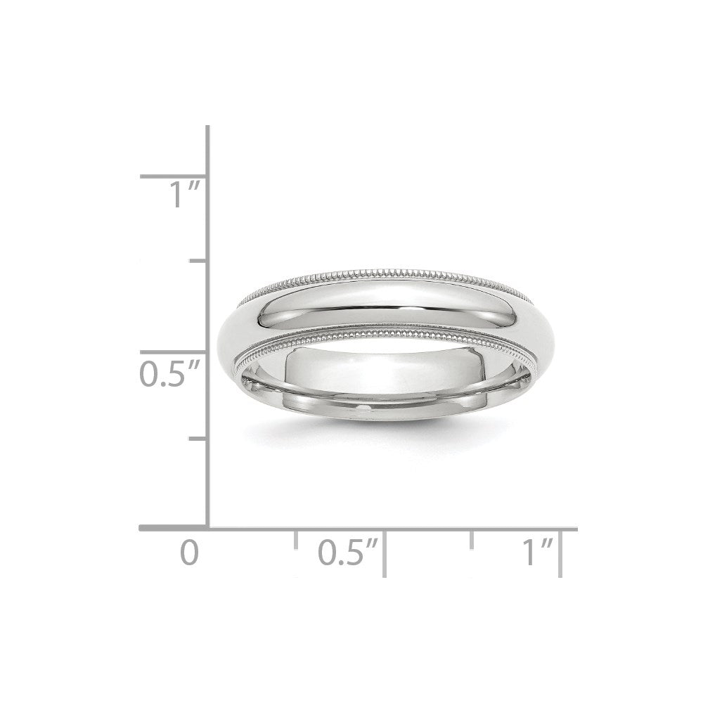 18k White Gold 5mm Milgrain Half Round Comfort Fit Wedding Band Ring