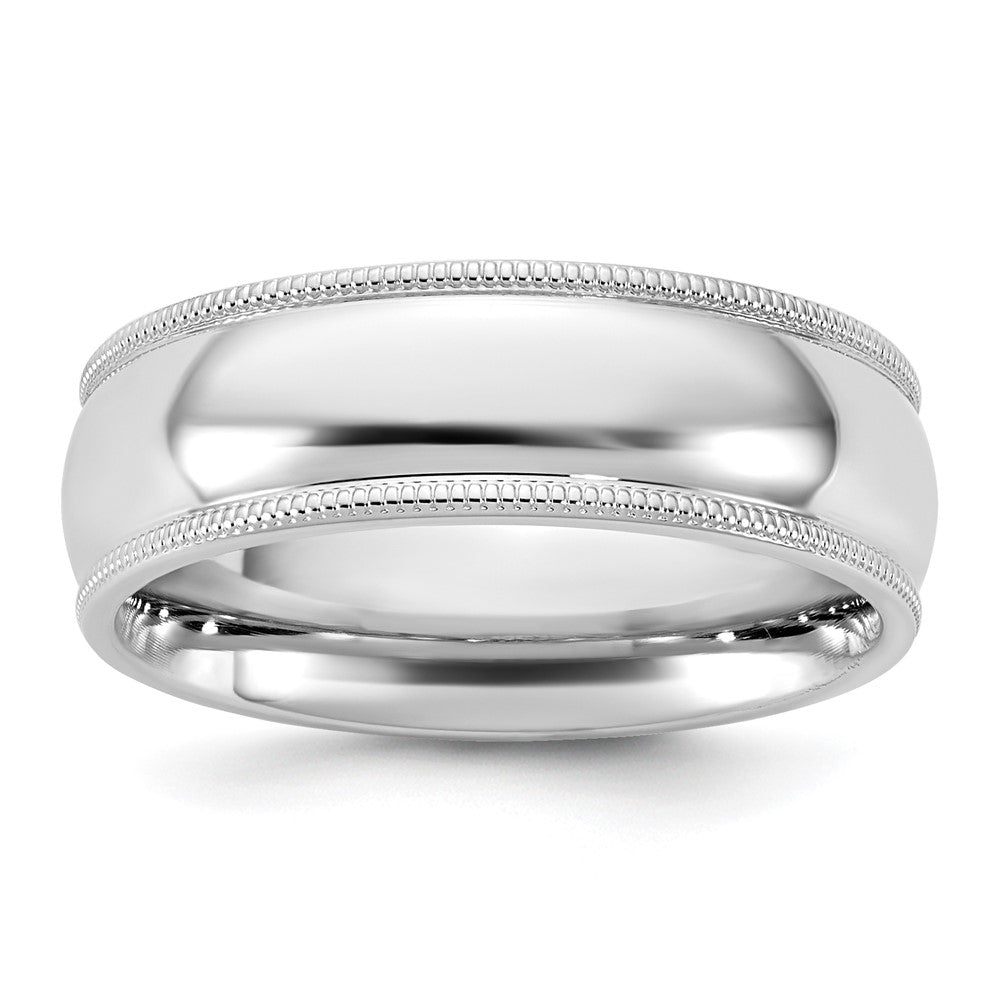 10K White Gold 10Kw 6.5mm Milgrain Comfort Fit Band Size 4
