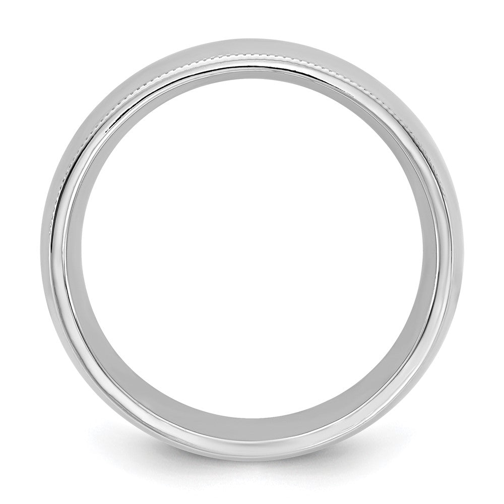 10K White Gold 10Kw 7mm Milgrain Comfort Fit Band Size 14