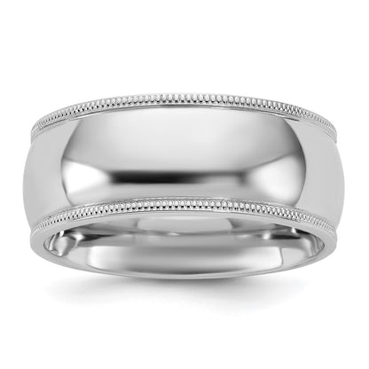10K White Gold 10Kw 8mm Milgrain Comfort Fit Band Size 9