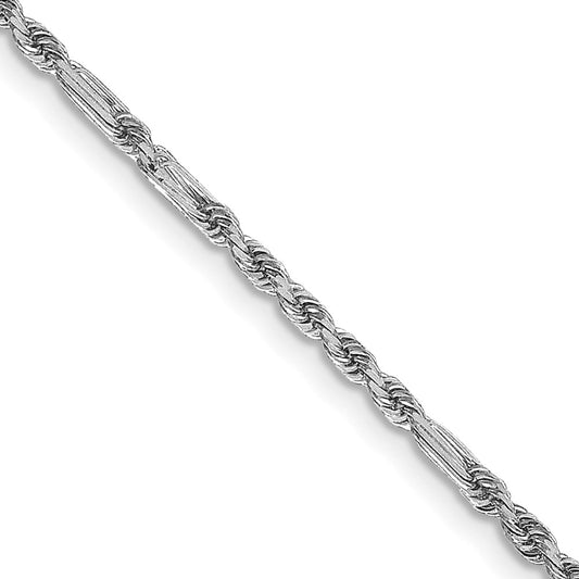 14K White Gold 18 Inch 1.8mm Diamond Cut Milano Rope With Lobster Clasp Chain Necklace