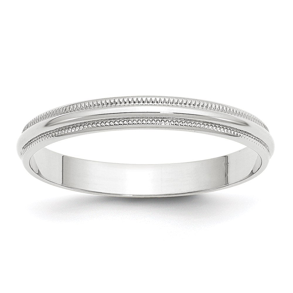 10k White Gold 3mm Lightweight Milgrain Half Round Wedding Band Ring