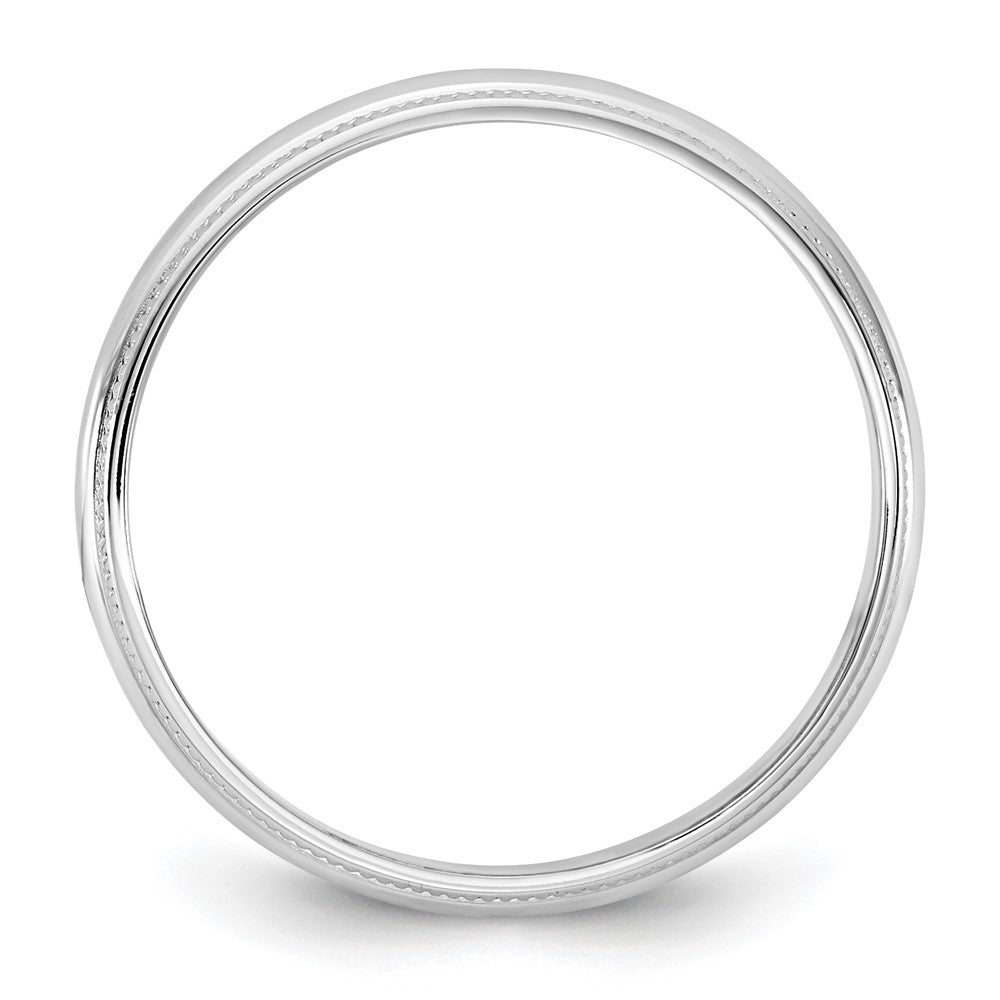 10K White Gold 10Kw 3.5mm Lightweight Milgrain Half Round Band Size 8.5
