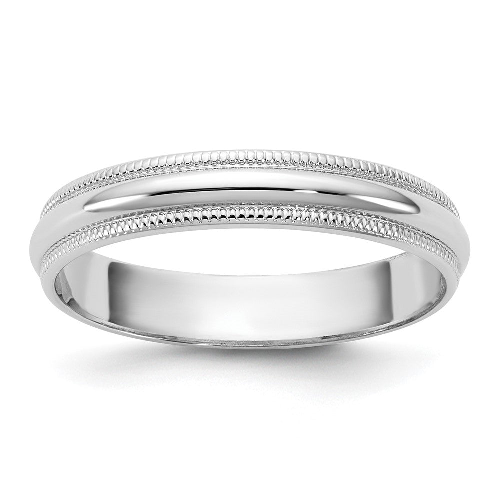 10K White Gold 10Kw 3.5mm Lightweight Milgrain Half Round Band Size 6