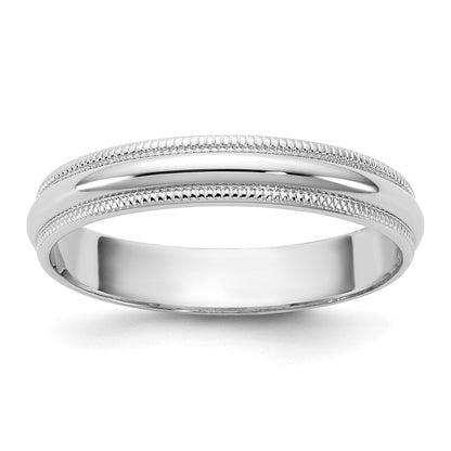 10K White Gold 10Kw 3.5mm Lightweight Milgrain Half Round Band Size 6