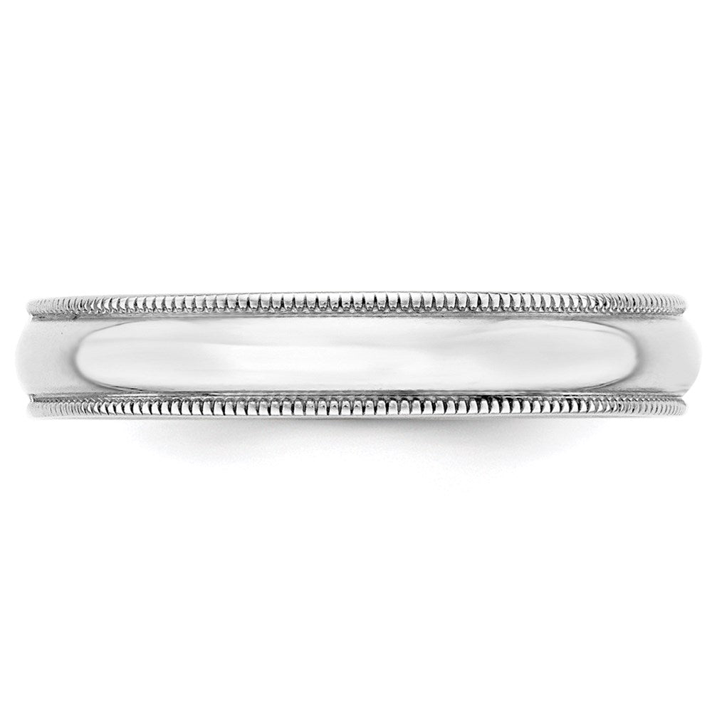14k White Gold 4mm Lightweight Milgrain Half Round Wedding Band Ring