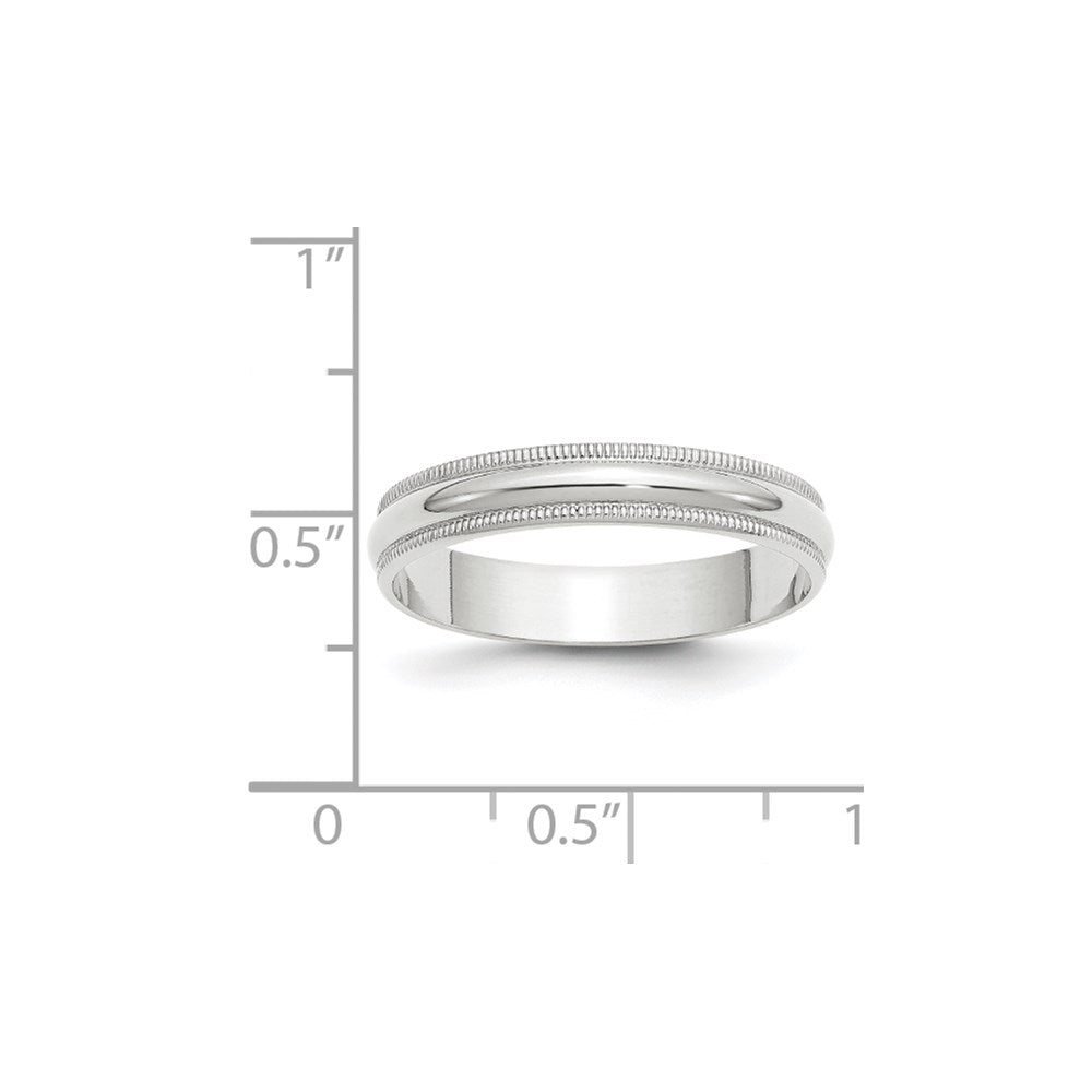 18k White Gold 4mm Lightweight Milgrain Half Round Wedding Band Ring