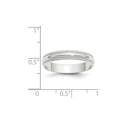 18k White Gold 4mm Lightweight Milgrain Half Round Wedding Band Ring