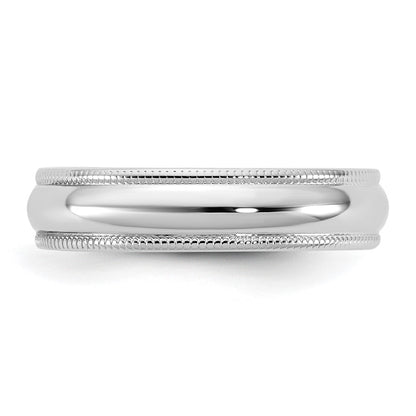 10K White Gold 10Kw 4.5mm Lightweight Milgrain Half Round Band Size 10