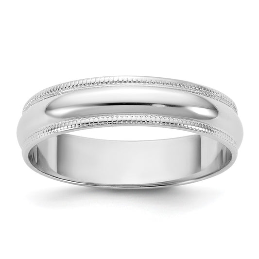 10K White Gold 10Kw 4.5mm Lightweight Milgrain Half Round Band Size 4