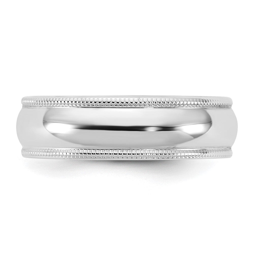 10K White Gold 10Kw 5.5mm Lightweight Milgrain Half Round Band Size 10