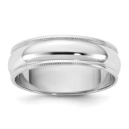 10K White Gold 10Kw 5.5mm Lightweight Milgrain Half Round Band Size 10