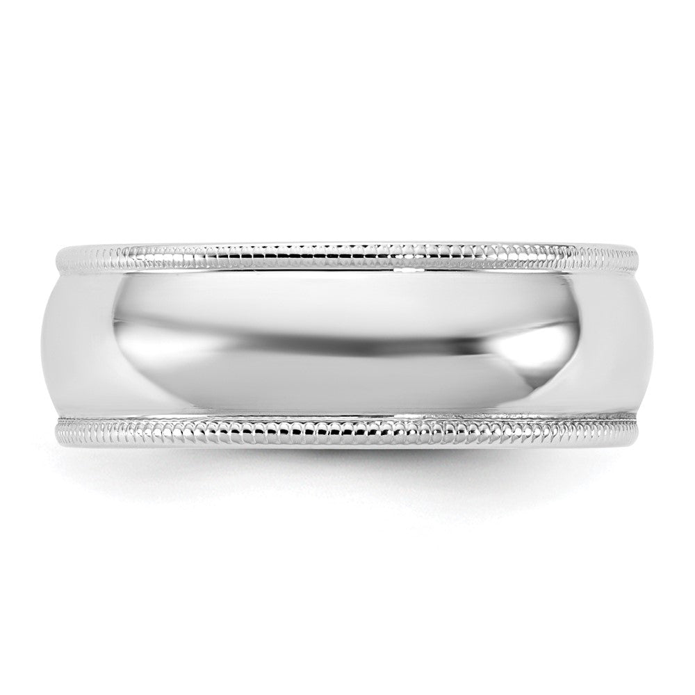 10K White Gold 10Kw 6.5mm Lightweight Milgrain Half Round Band Size 10.5