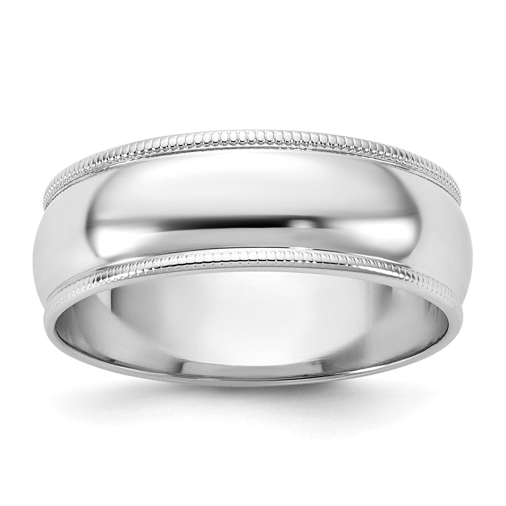 10K White Gold 10Kw 6.5mm Lightweight Milgrain Half Round Band Size 5.5