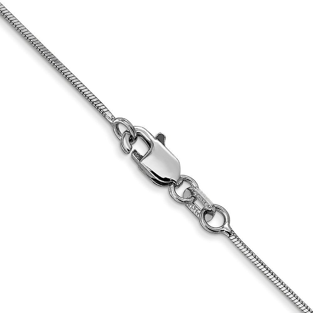 14K White Gold 18 Inch 1mm Octagonal Snake With Lobster Clasp Chain Necklace