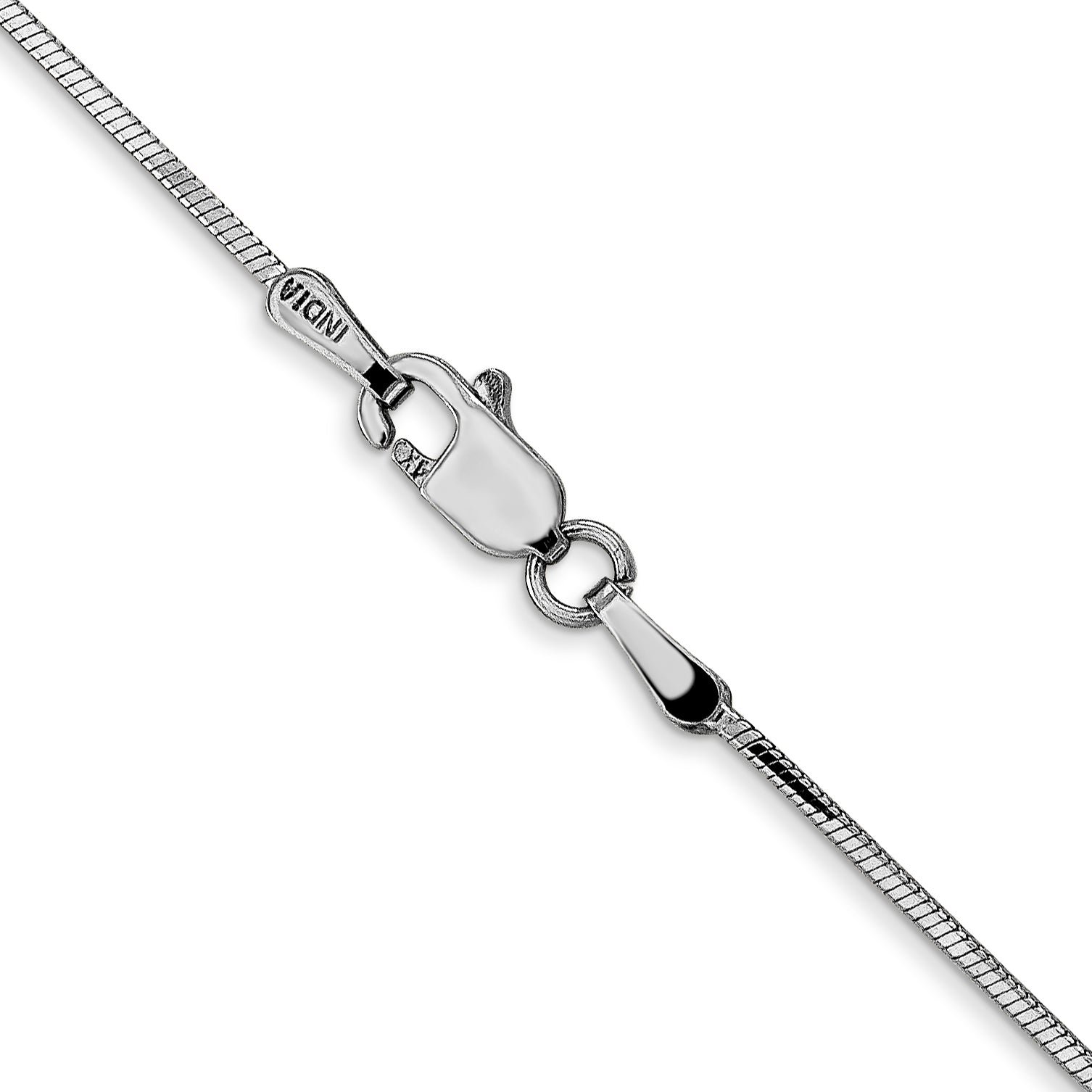 14K White Gold 18 Inch .9mm Octagonal Snake With Lobster Clasp Chain Necklace