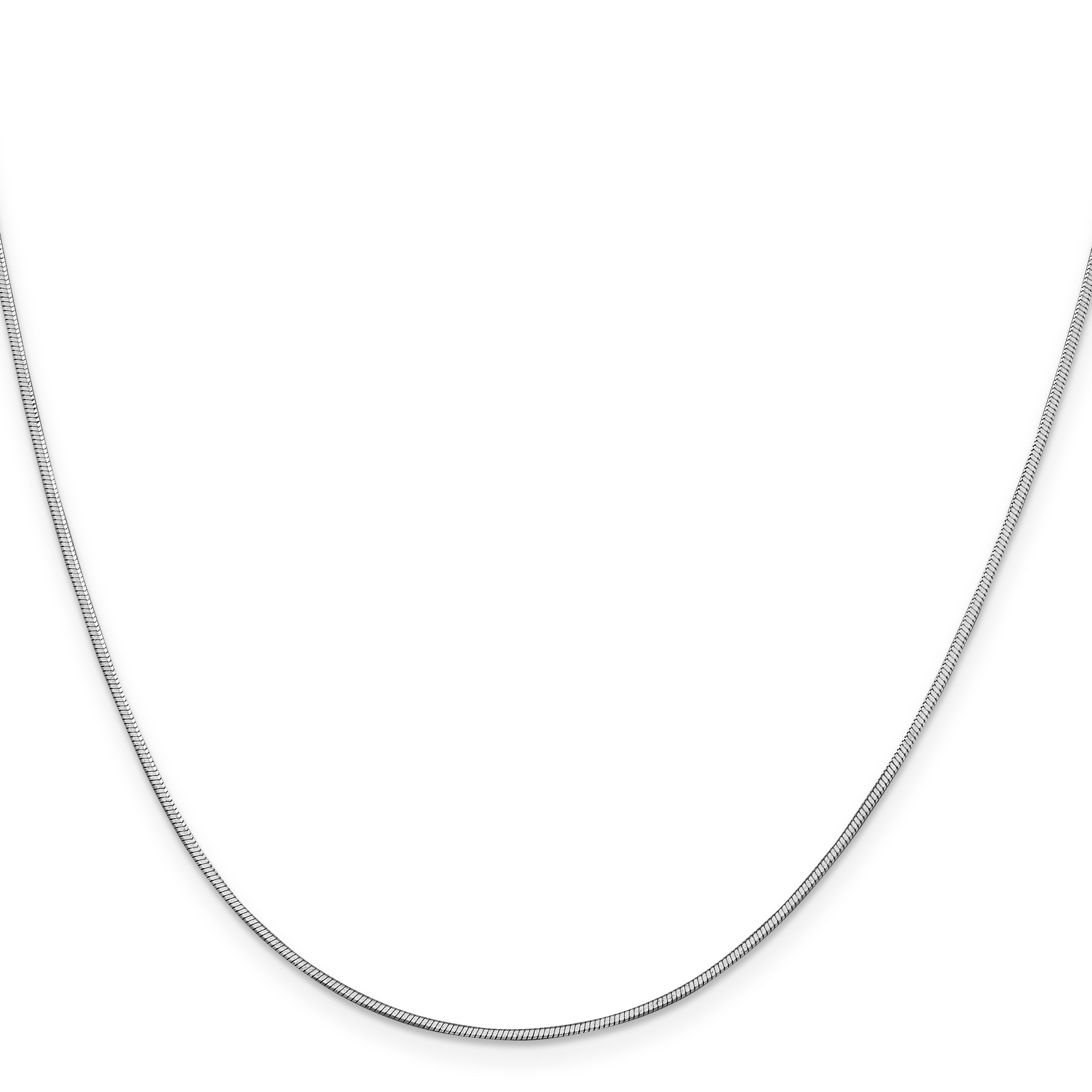 14K White Gold 20 Inch 1mm Octagonal Snake With Lobster Clasp Chain Necklace