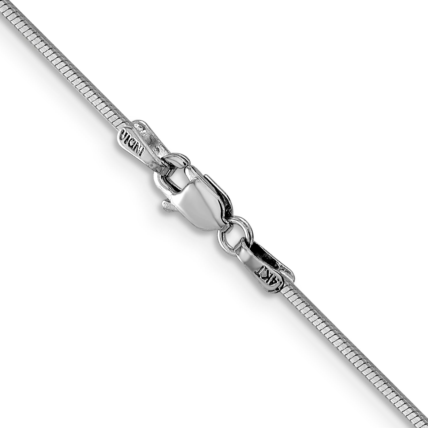 14K White Gold 18 Inch 1mm Octagonal Snake With Lobster Clasp Chain Necklace