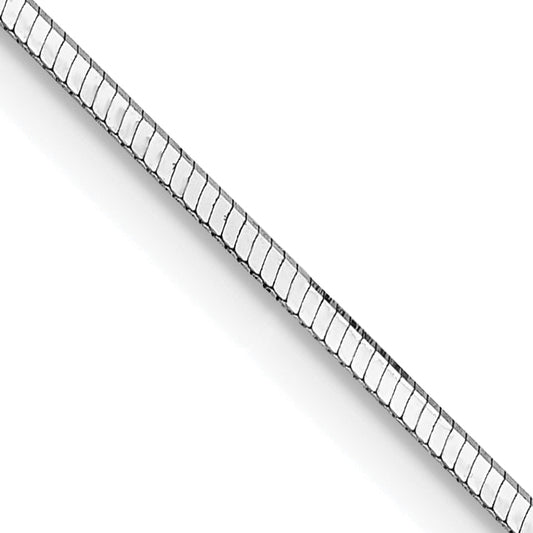 14K White Gold 24 Inch 1mm Octagonal Snake With Lobster Clasp Chain Necklace