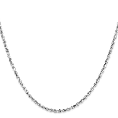 14K White Gold 22 Inch 2.25mm Diamond Cut Quadruple Rope Lobster Clasp Chain Necklace