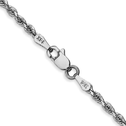 14K White Gold 22 Inch 2.25mm Diamond Cut Quadruple Rope Lobster Clasp Chain Necklace