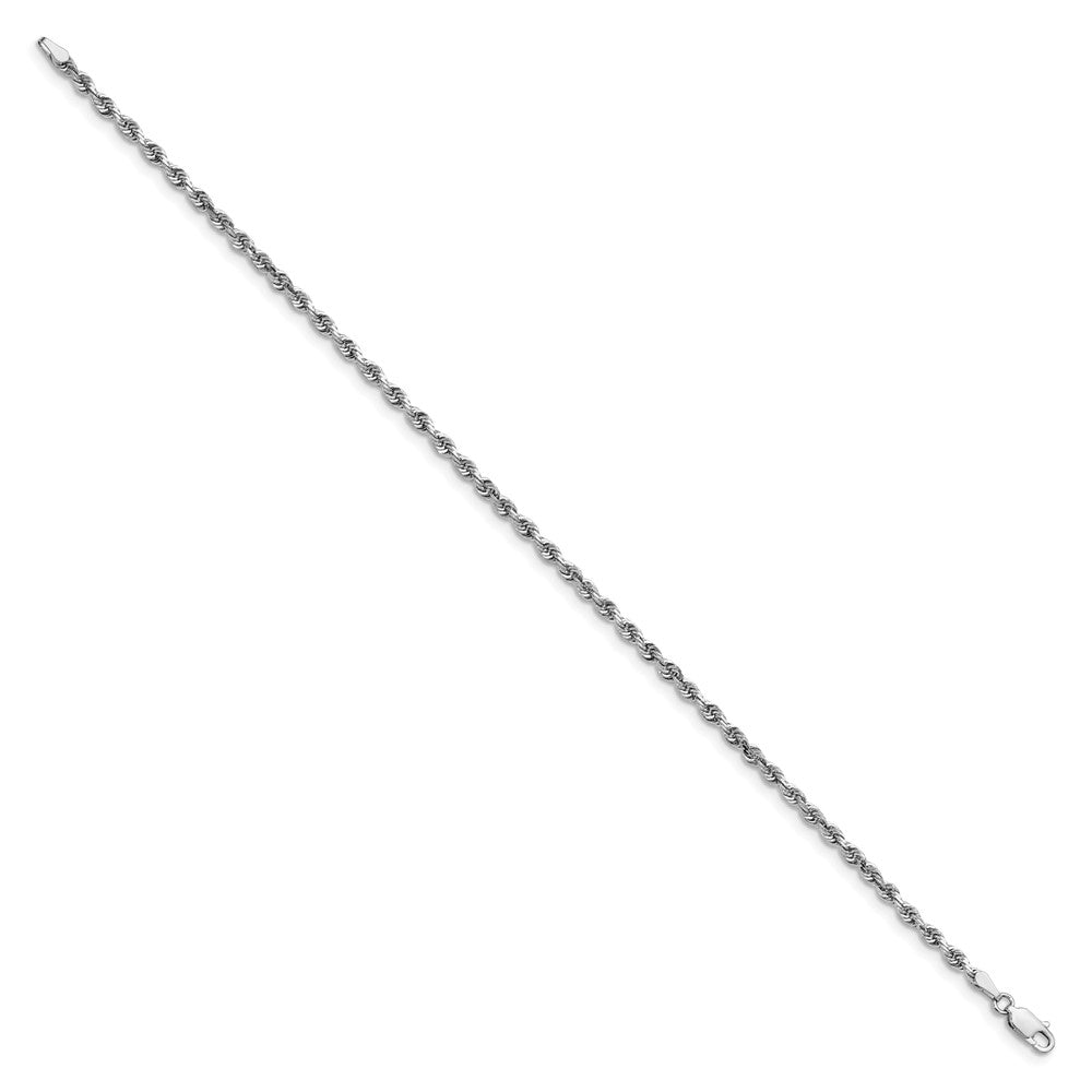 14K White Gold 7 Inch 3mm Diamond Cut Quadruple Rope Lobster Clasp Chain Bracelet