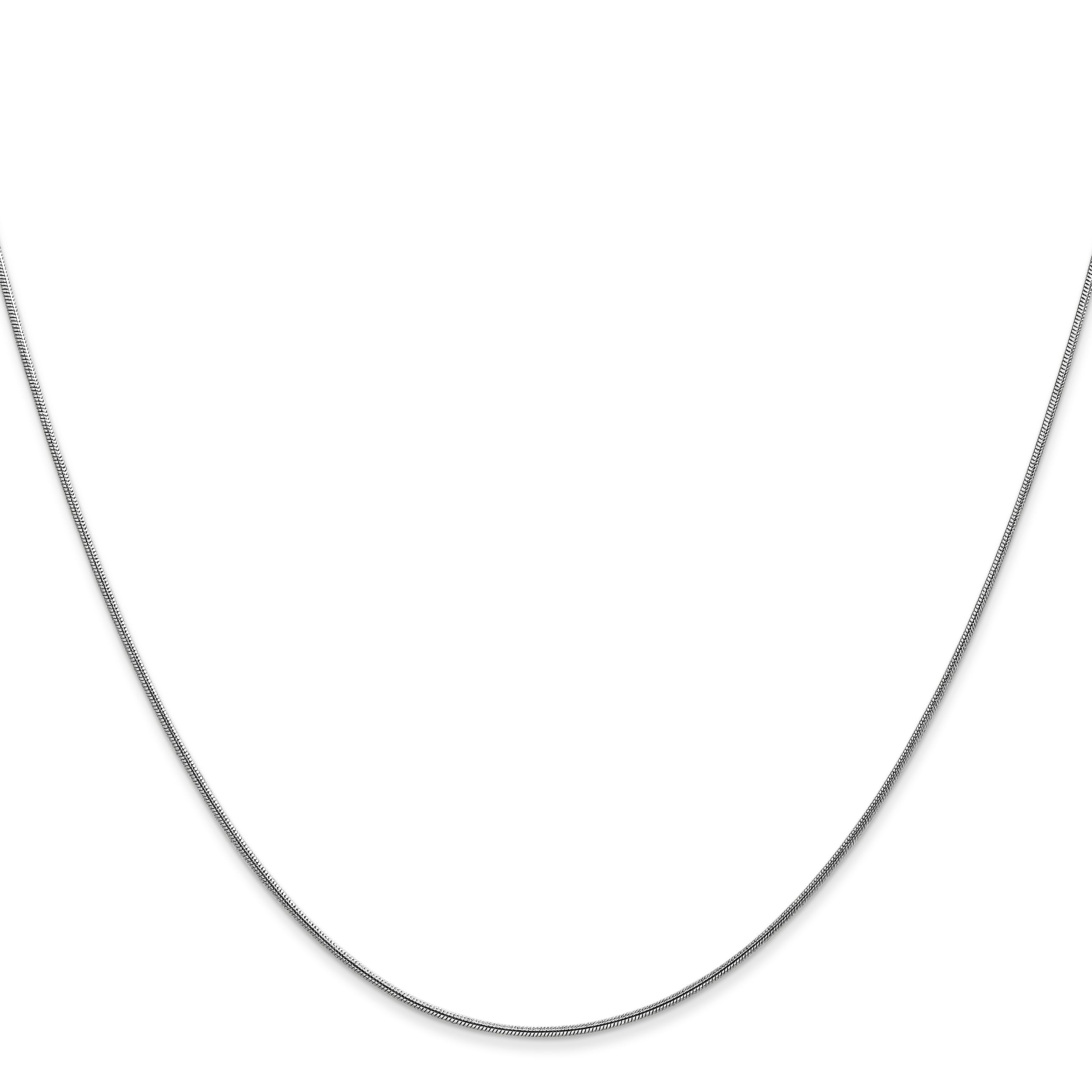 14K White Gold 18 Inch .8mm Round Snake With Lobster Clasp Chain Necklace