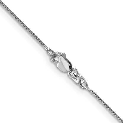 14K White Gold 16 Inch .8mm Round Snake With Lobster Clasp Chain Necklace