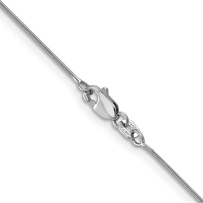 14K White Gold 24 Inch .8mm Round Snake With Lobster Clasp Chain Necklace