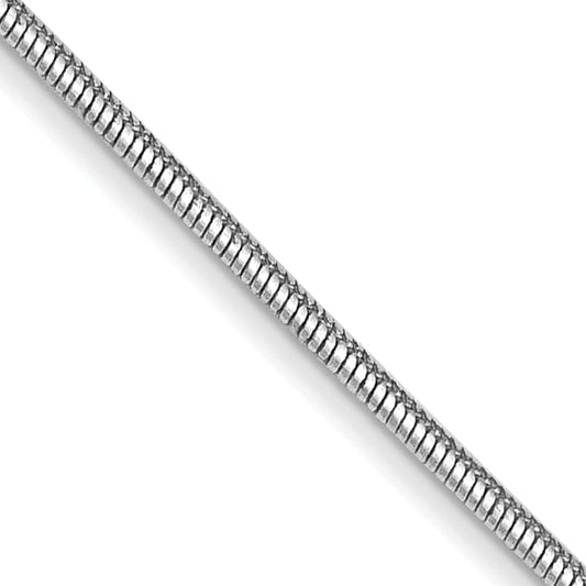 14K White Gold 30 Inch .8mm Round Snake With Lobster Clasp Chain Necklace