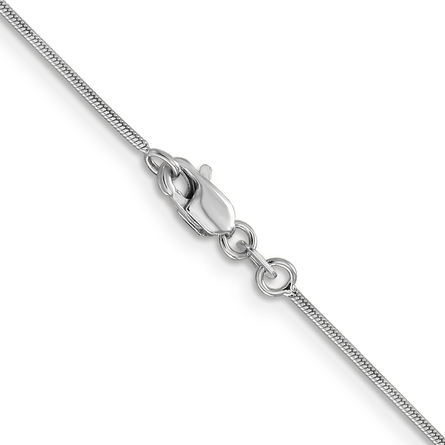 14K White Gold 18 Inch .9mm Round Snake With Lobster Clasp Chain Necklace