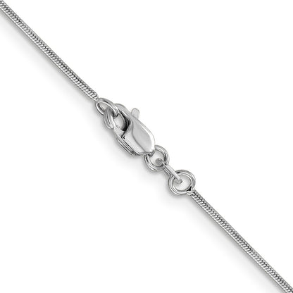 14K White Gold 16 Inch .9mm Round Snake With Lobster Clasp Chain Necklace