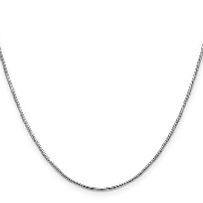 14K White Gold 30 Inch 1.1mm Round Snake With Lobster Clasp Chain Necklace