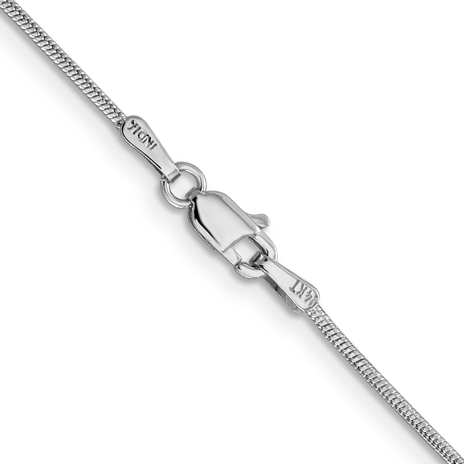 14K White Gold 30 Inch 1.1mm Round Snake With Lobster Clasp Chain Necklace